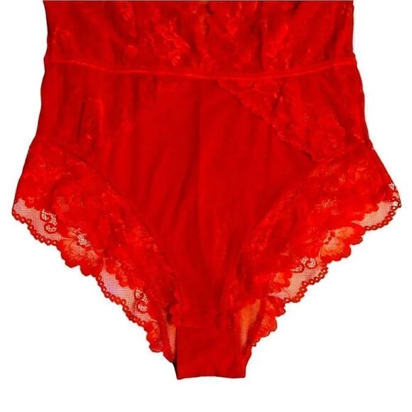 Just Sexy Barbados Cherry One Piece Lace Bodysuit Intimates Large NWT - Picture 6 of 14